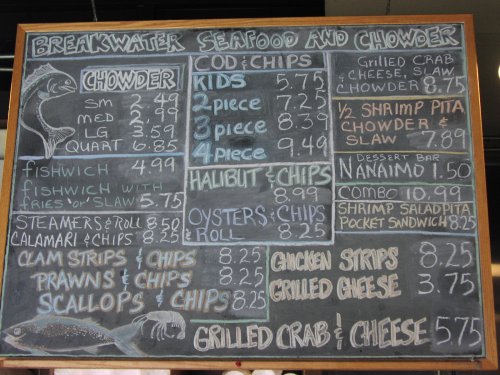 breakwater-menu Menu-board at Breakwater's